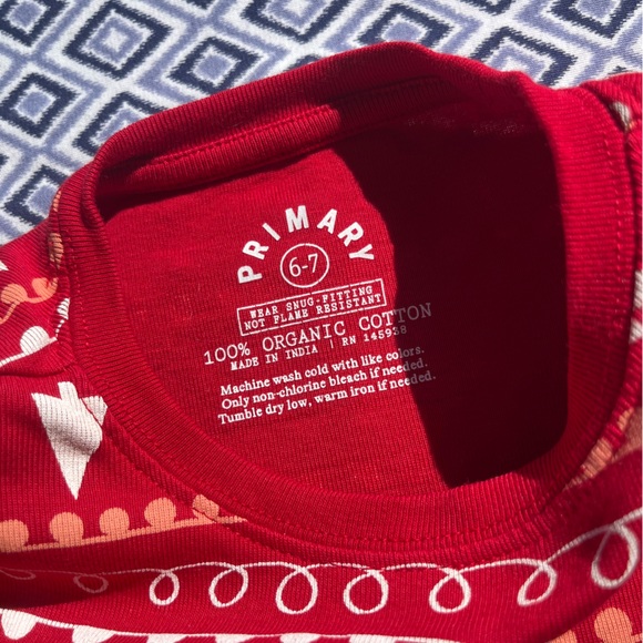 Primary "Tinsel Trees" Holiday Long-Sleeve Pajama Top and Pants, Size 6-7, VGUC - Picture 4 of 10